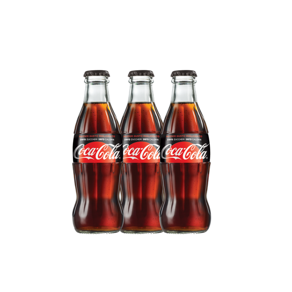 3 x Coca Cola ZERO in vetro 20cl - Consegna cibo in veneto - Degustalo | Drink At Home