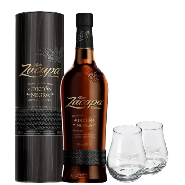 Rum Zacapa Edición Negra 70cl (Astucciato) + 2 Alchemy Glasses in vetro - Consegna cibo in veneto - Degustalo | Drink At Home